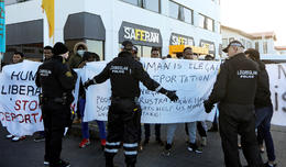 Asylum seekers, during a protest last year.