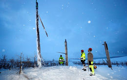 A crew from RARIK, working on repairs in December.
