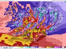The wind speed forecast for 10 am on Friday.