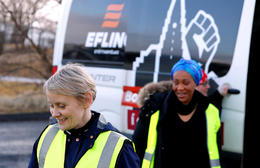 Sólveig Anna Jónsdóttir, left, leader of Efling Union.