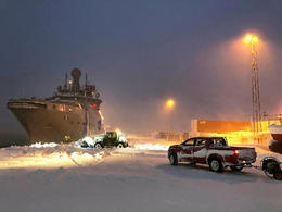 Icelandic Coast Guard ship Þór in Ísafjörður. The picture was taken in January.