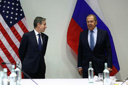 US Secretary of State Antony Blinken and Russian Foreign Minister Sergei Lavrov at Harpa Concert Hall.