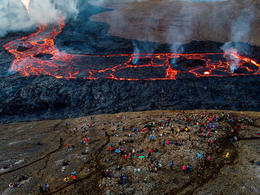 From the eruption site by Fagradalsfjall mountain.