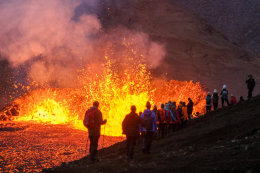 The volcanic eruption in Meradalir.