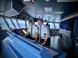 Páll Geirdal, the captain and Eiríkur Bragason, the head pilot  of the Coast Guard ship Þór, were going over the search area yesterday.