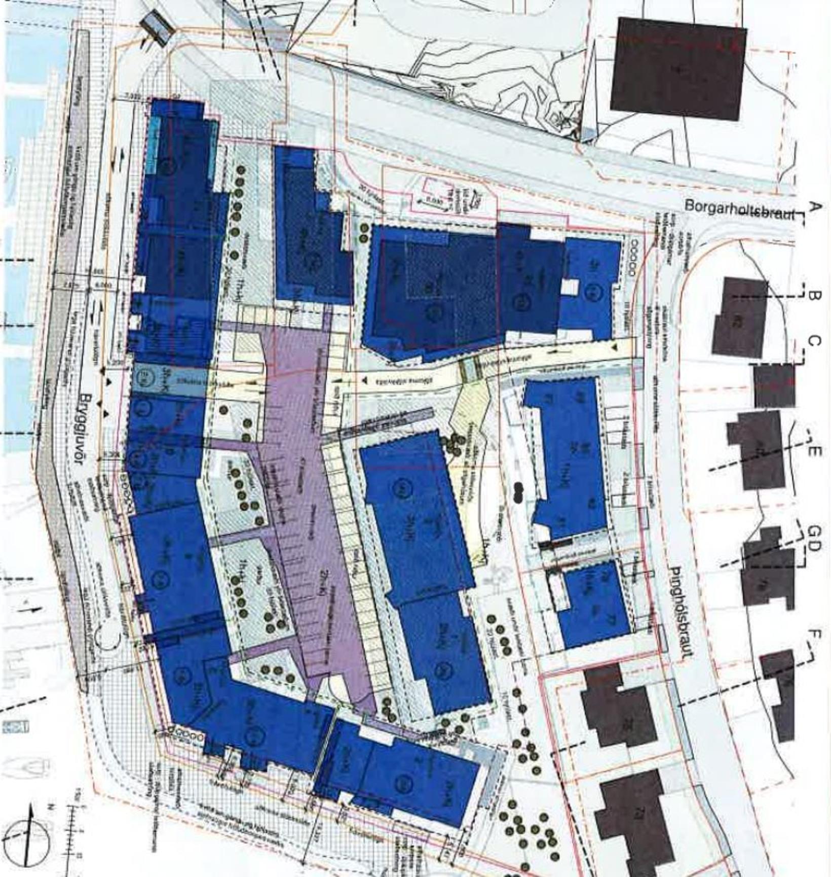 Svæðið á reit 13 á Kársnesi samkvæmt nýjum deiliskipulagshugmyndum. Miklar …
