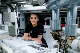 Heiður Berglind Þorsteinsdóttir is a marine engineer on the Thor offshore patrol vessel.