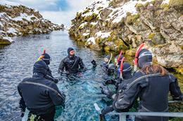 People going snorkeling in Silfra.