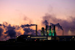 Svartsengi powerplant in the dark. Underneath the power of the earth is brewing, posing a danger to the plant that otherwise utilizes those same powers.