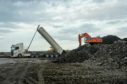 Working on defense walls at Svartsengi power plant.