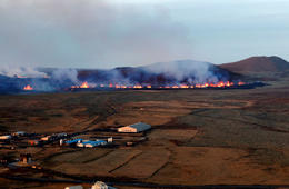The larger fissure is 900 m long or just under 3000 feet.