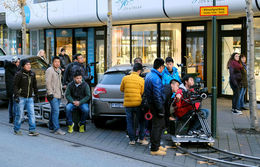 Filming The King of Blaze on Laugavegur in Reykjavik.