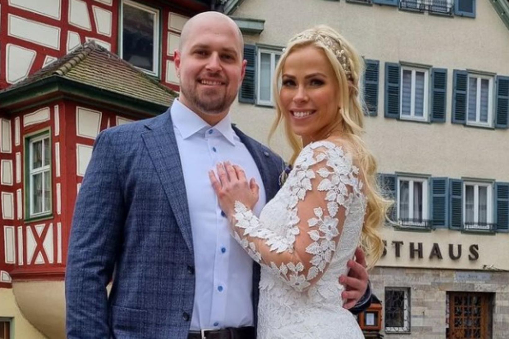 Markus og Katrín Edda Þorsteinsdóttir á brúðkaupsdaginn.