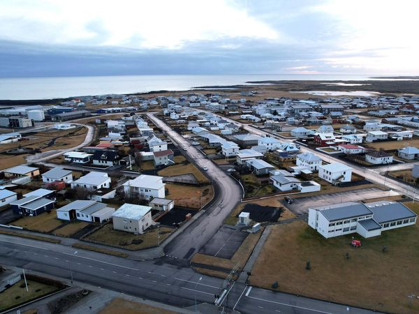 A view over the empty town of Grindavík.