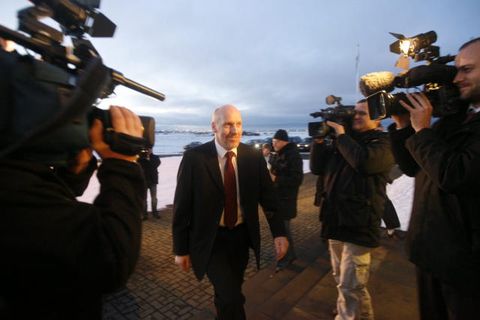 Steingrímur J. Sigfússon þegar hann kom til Bessastaða í dag.