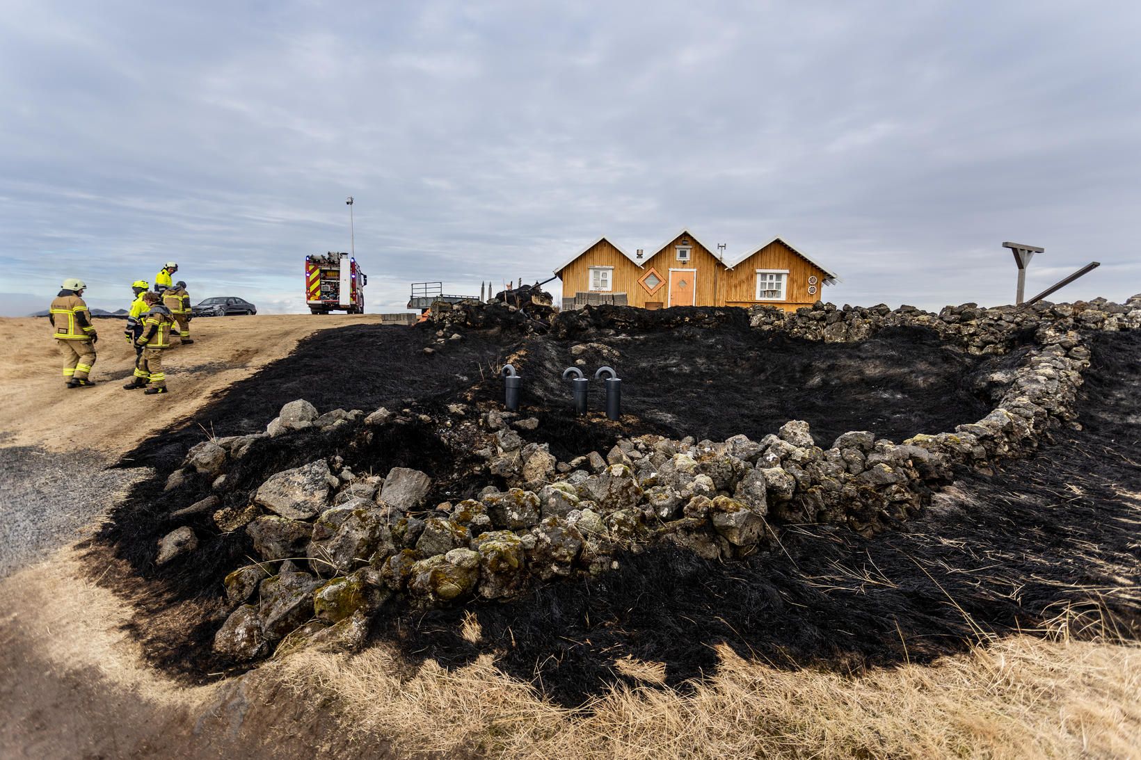 Slökkviliðið að störfum í gær.