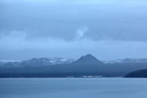 A video camera is pointed at Keilir mountain.