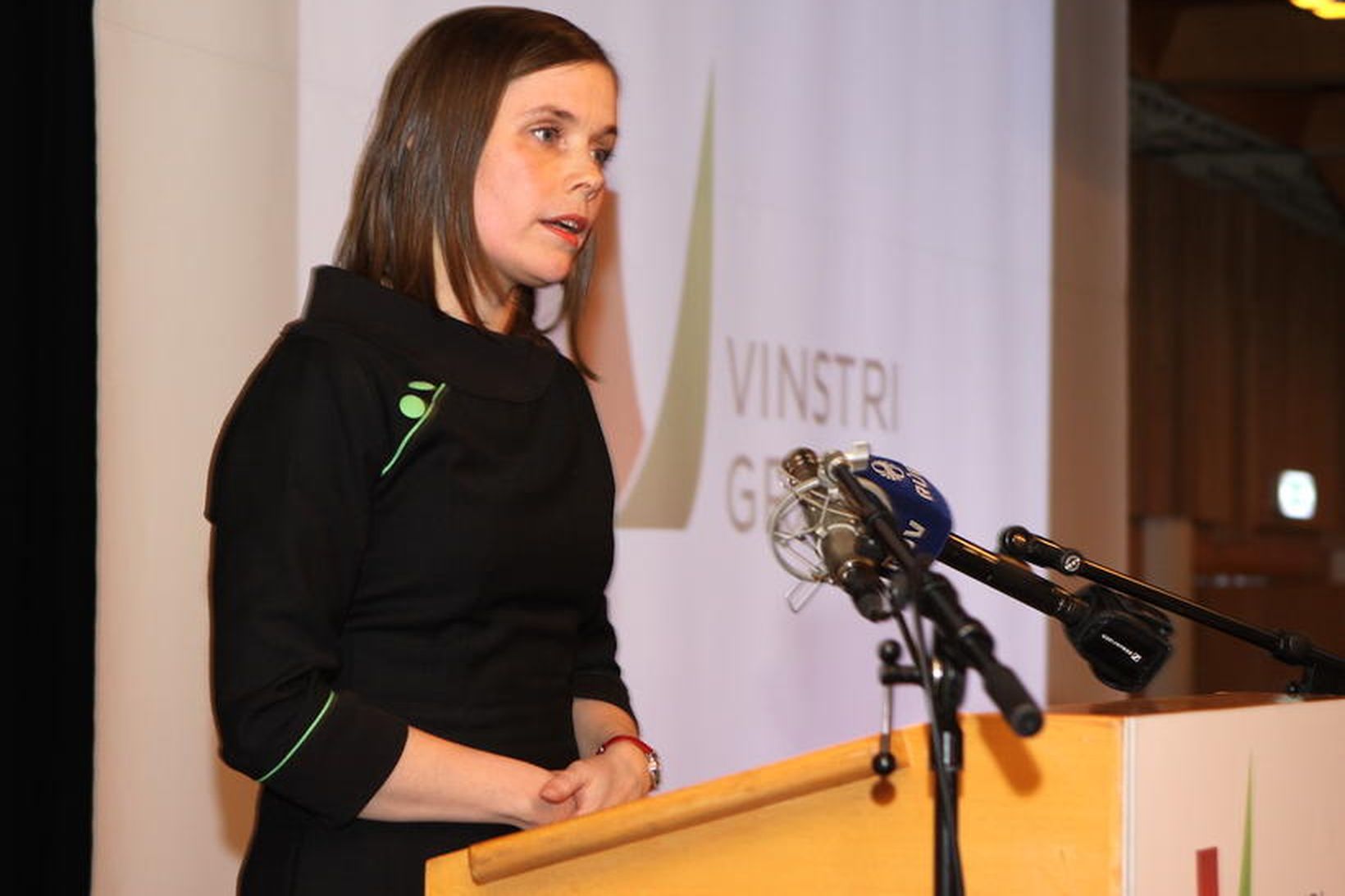 Formaður Vinstri grænna á fundinum.