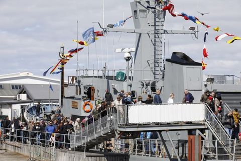 The coast guard ship Óðinn was quite an attraction.