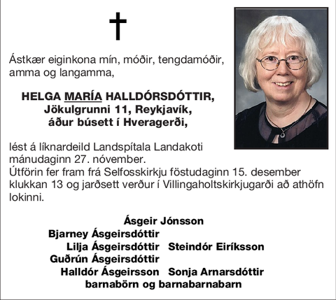 Helga <u>María</u> Halldórsdóttir,