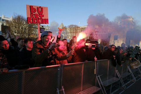 'You're fired' read one of the many signs at yesterday's demo.