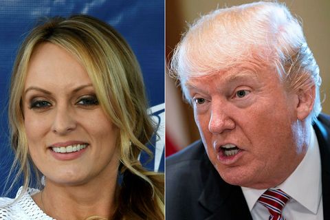 Klámmyndaleikkonan Stormy Daniels og Donald Trump, fyrrverandi Bandaríkjaforseti.