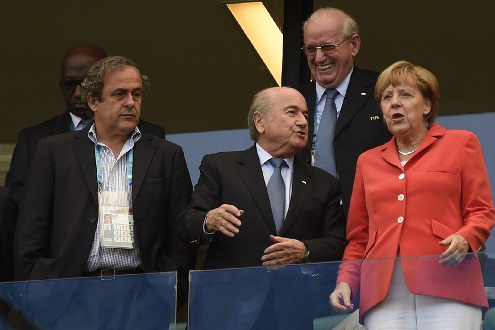 Angela Merkel var mætt til Brasilíu á leik Þýskalands og …