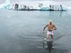 Bieber enjoying a cold dip in Iceland last year.