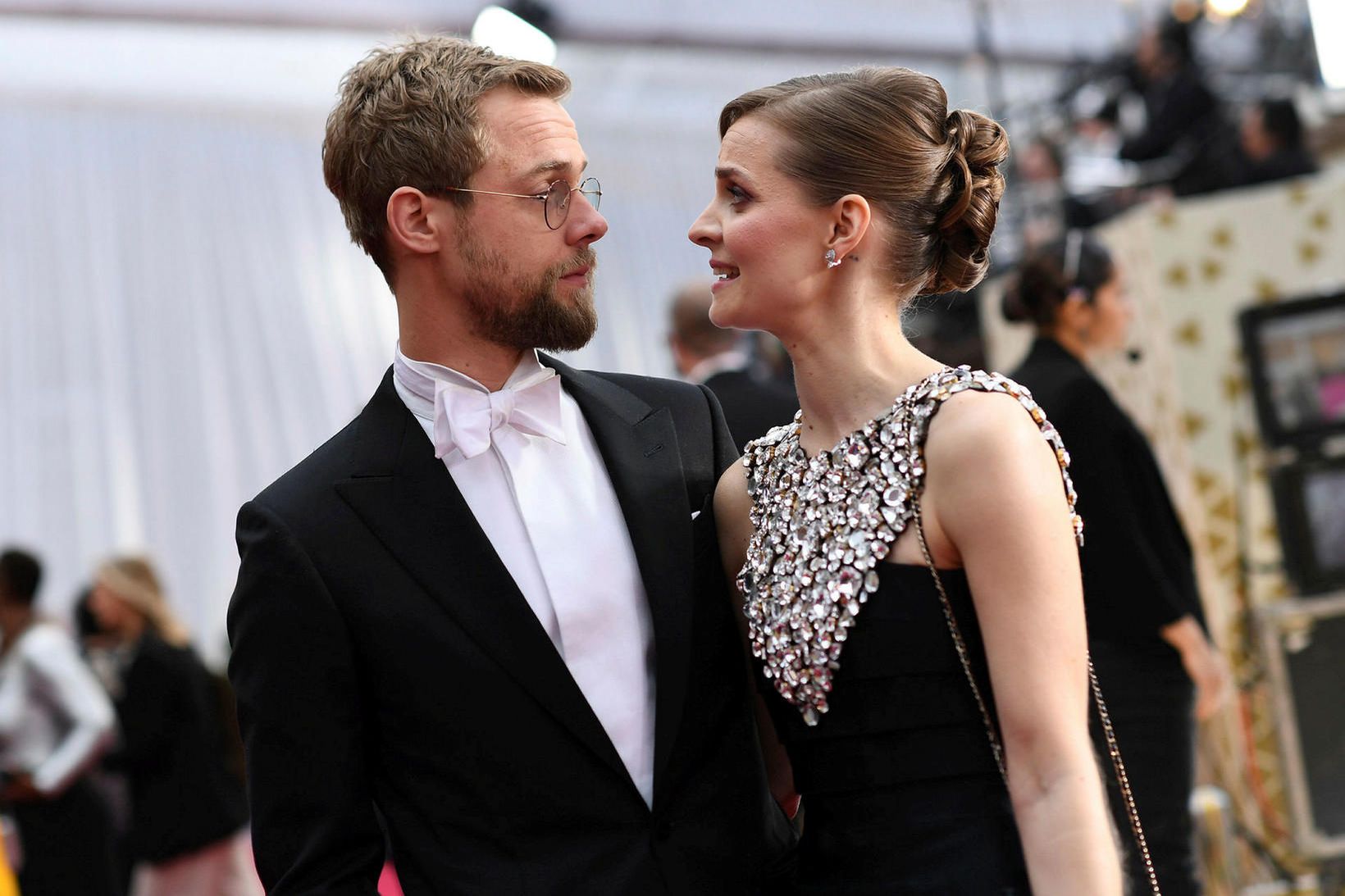 Sam Slater og Hildur Guðnadóttir horfðust í augu.