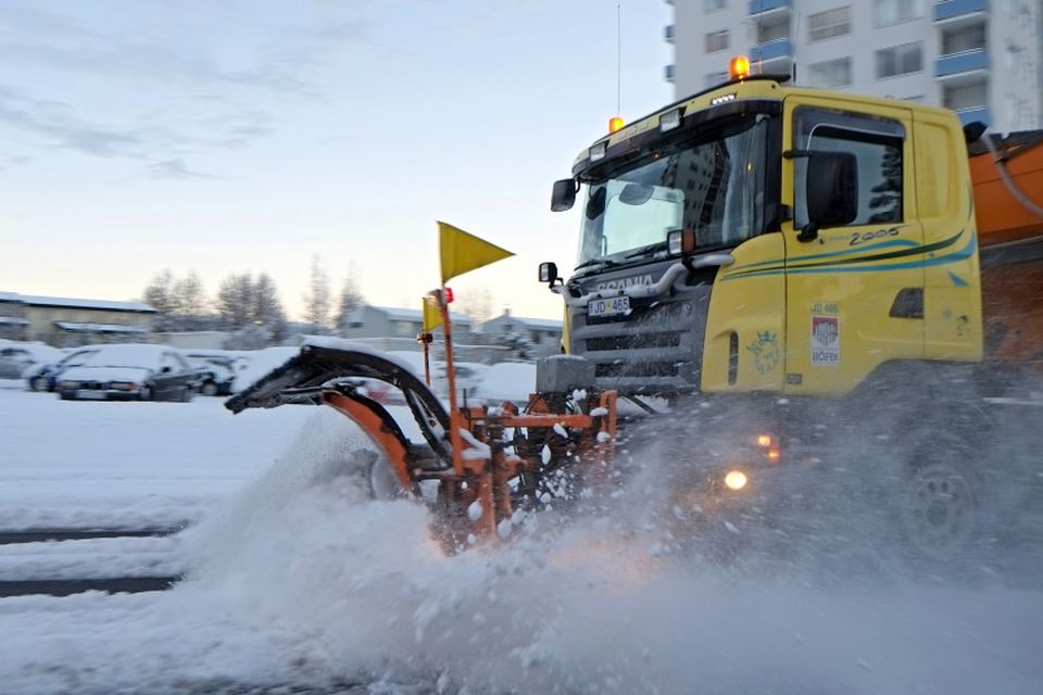 Alhvít jörð í Reykjavík.