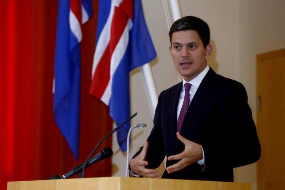 David Miliband í Háskólabíói í dag.