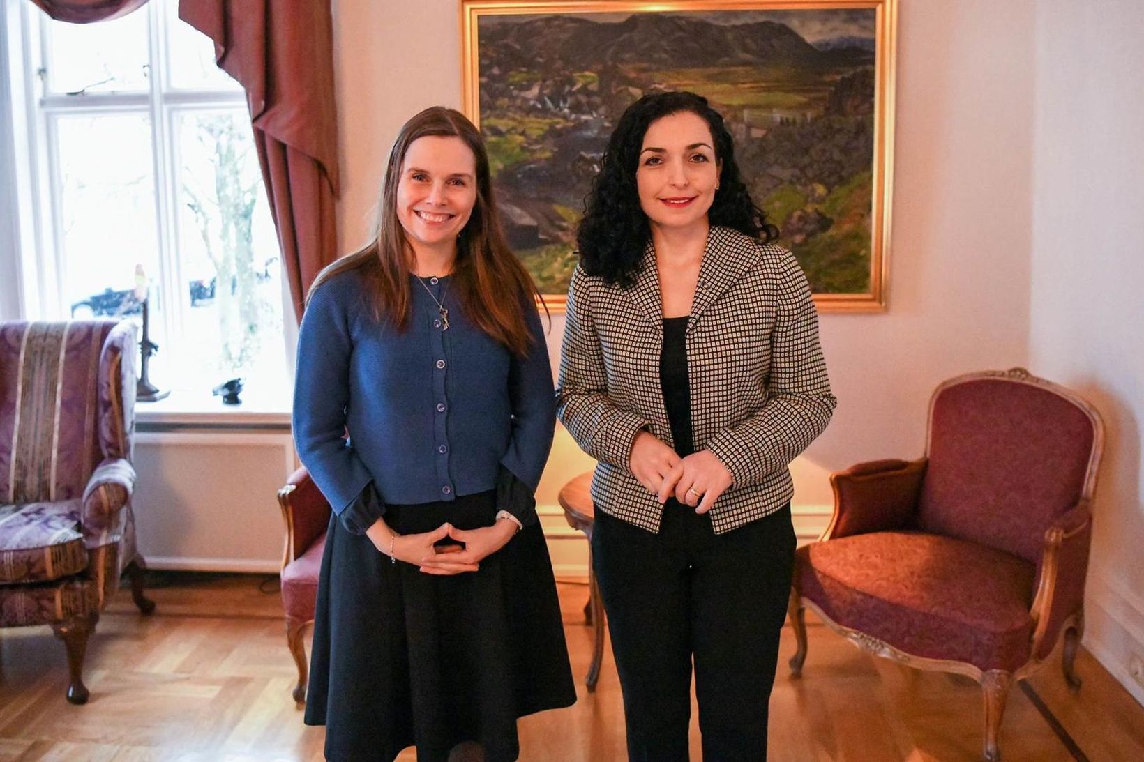 Katrín Jakobsdóttir forsætisráðherra, og Vjosa Osmani, forseti Kósóvó.
