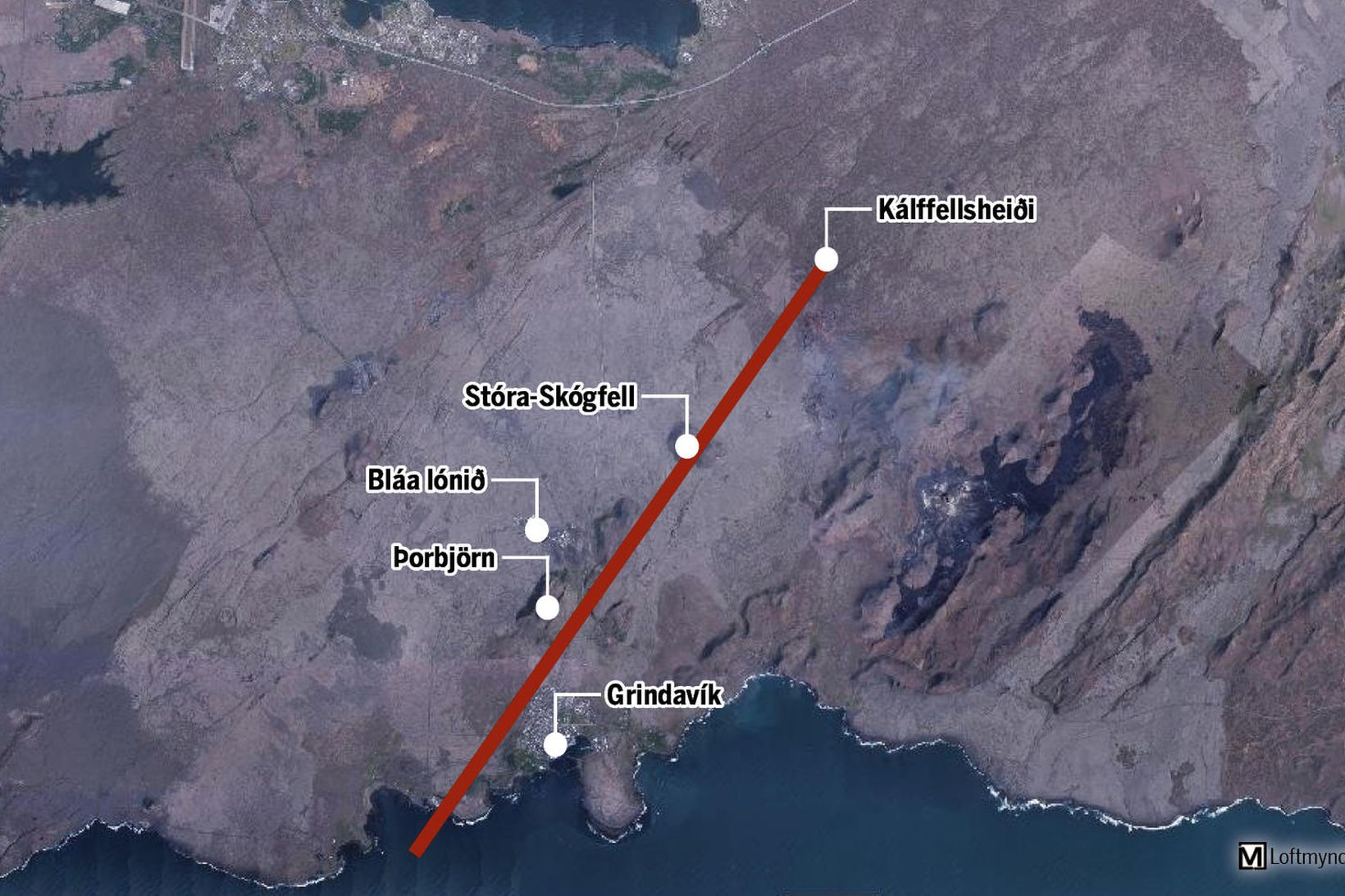 Kvikugangurinn er um 15 km langur og nær frá Kálffellsheiði …