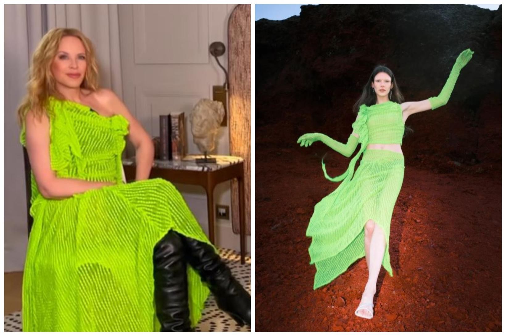 Kylie Minogue geislaði í hönnun Hildar Yeoman