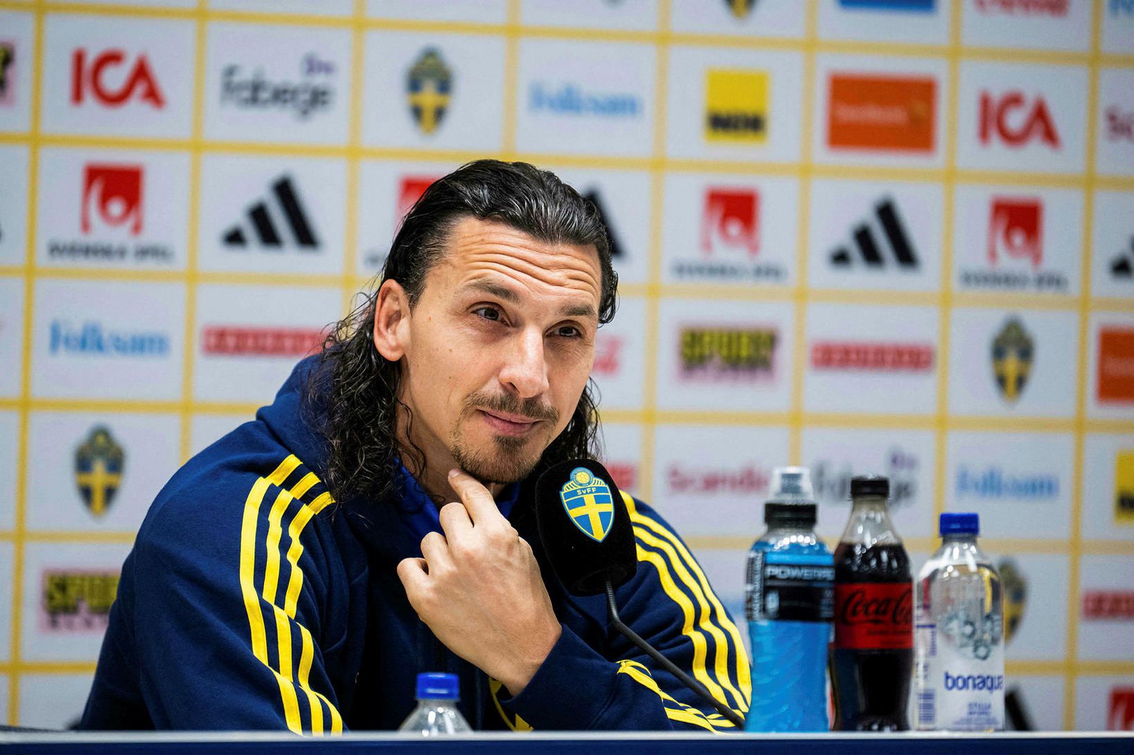 Zlatan Ibrahimovic á blaðamannafundi í dag.