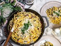Klassískur og góður spaghettí carbonara réttur sem steinliggur.