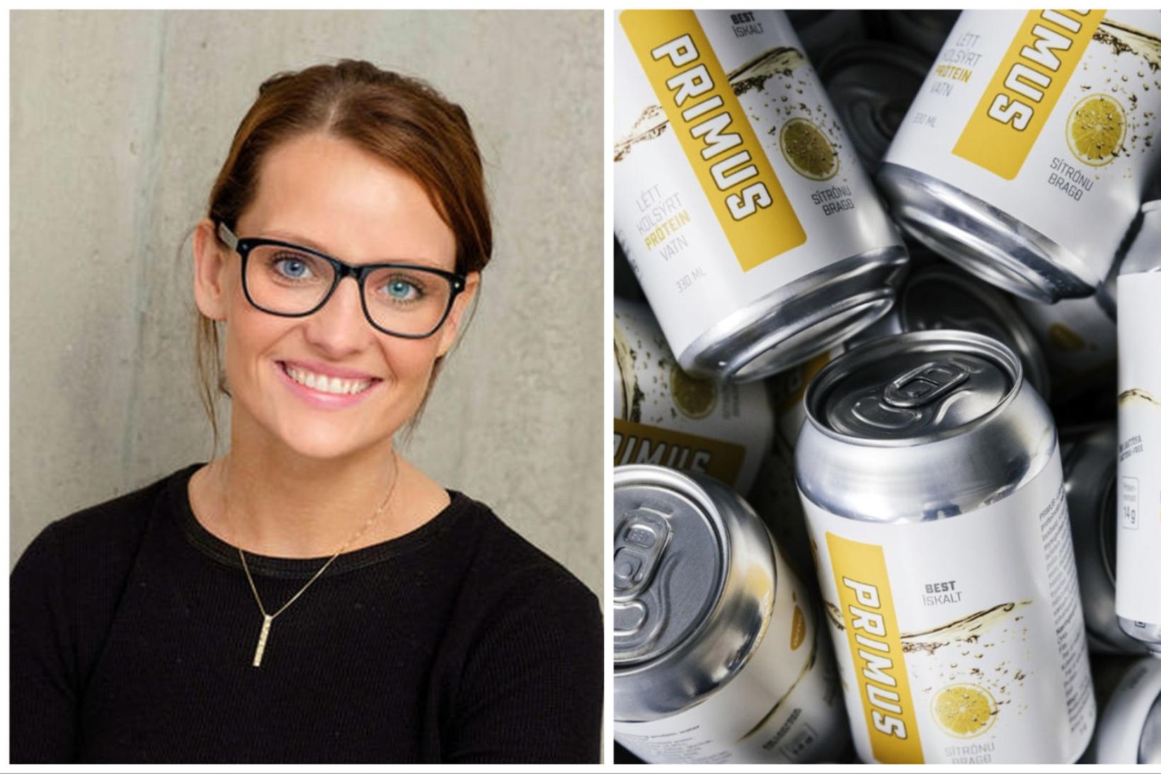 Arna María Hálfdánardóttir og drykkurinn sem hannaður var fyrir ömmu.