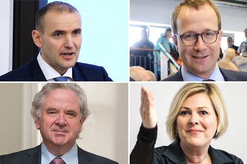 (Top-left, clockwise) Guðni Th. Jóhannesson, Andri Snær Magnason, Halla Tómasdóttir and Davíð Oddsson.