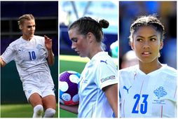Dagný Brynjarsdóttir, Karólína Lea Vilhjálmsdóttir og Sveindís Jane Jónsdóttir voru allar með tvær fastar fléttur …