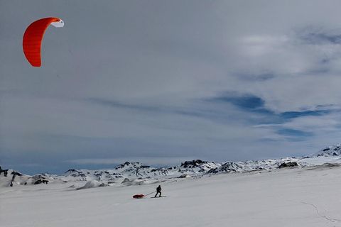 Skúli, pulling the sled.