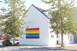 Minnisvarði um brautryðjendastarf Hafnarfjarðar í málefnum hinsegins fólks hefur verið málaður á vegg hússins við …
